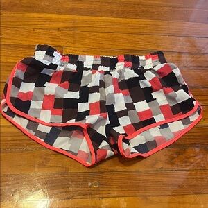 Shosho Women's Red and Black Checkered Athletic Shorts